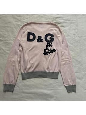 D&G Dolce & Gabbana pink and grey cardigan with back graphic Size small